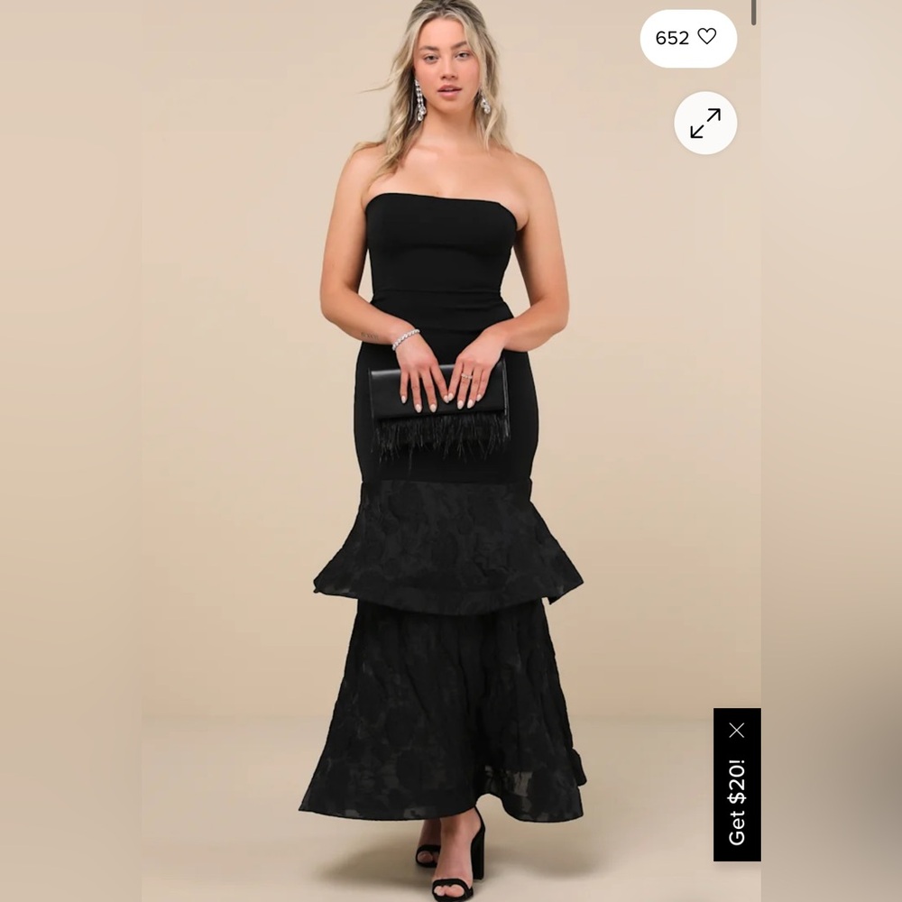 Lulu's Black Strapless Long Formal Dress - Picture 2 of 4